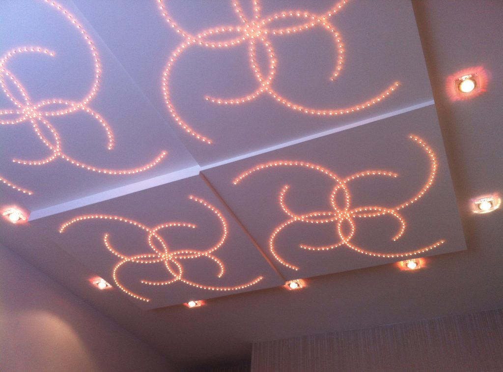светодиодные узоры на потолке