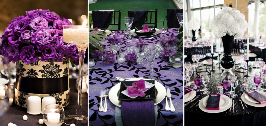 Фиолетово-чёрная сервировка стола