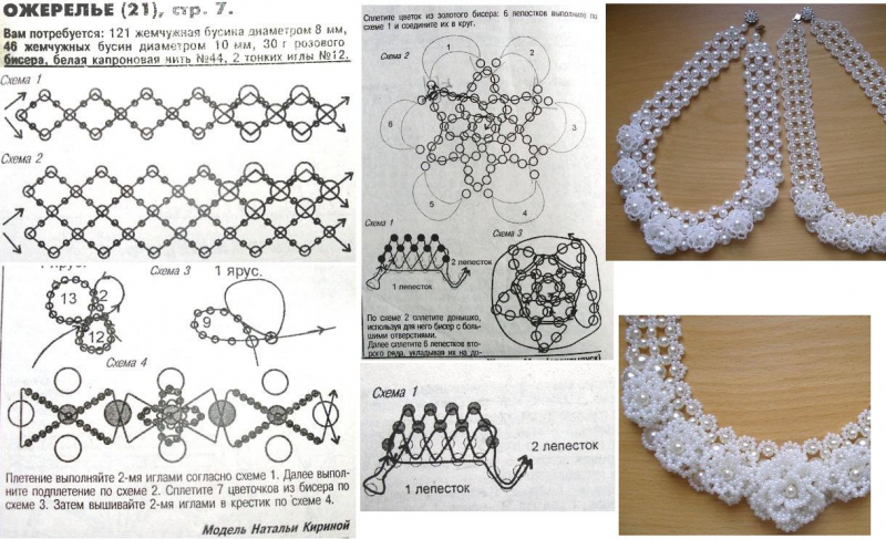 Свадебное колье из бисера: мастер-класс со схемами