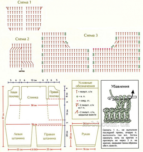 Комбез для новорожденного крючком или спицами по схемам