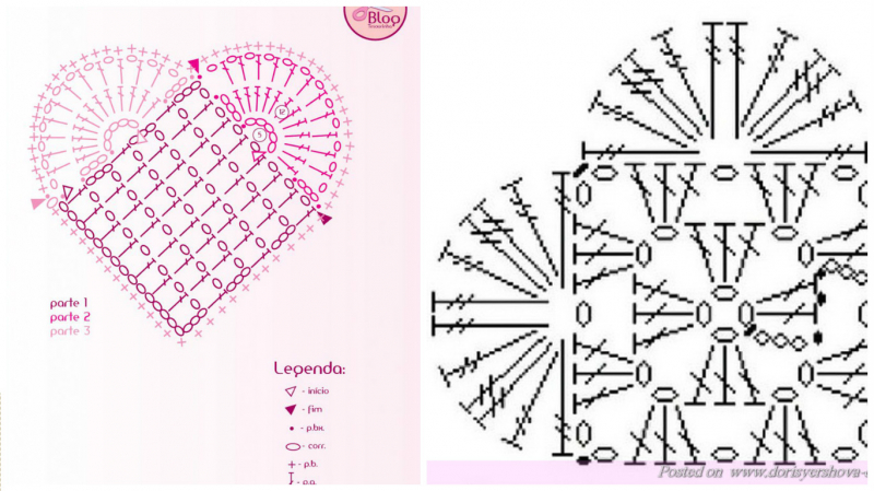 Схемы сердечка крючком с описанием и видео