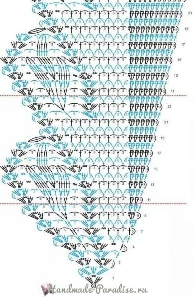 Ажурная шаль крючком. Схема