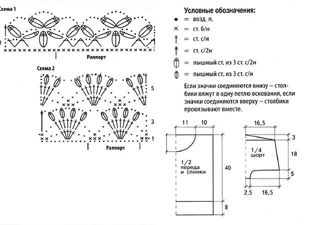 Ажурные топы крючком из японских журналов со схемами и описанием