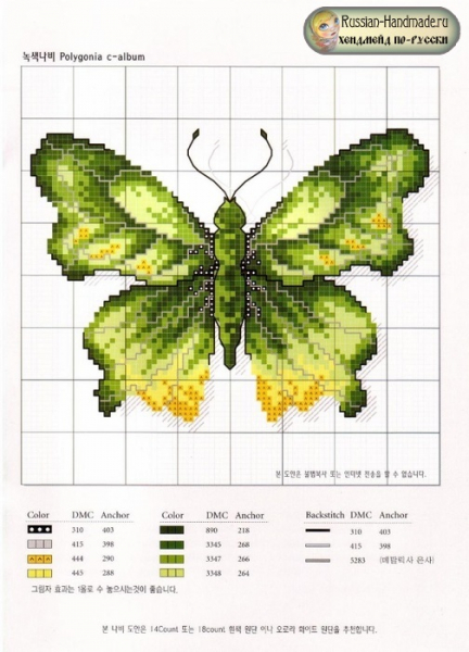 Бабочки - схемы вышивки крестом