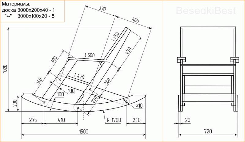 Кресло качалка своими руками из дерева: фото, чертежи и ход работы