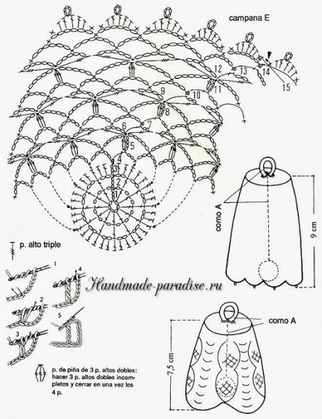 Колокольчики крючком. Схемы вязания
