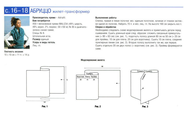 Жилет-трансформер спицами: схемы с описанием и фото