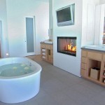Камин в дизайне интерьера ванной комнаты